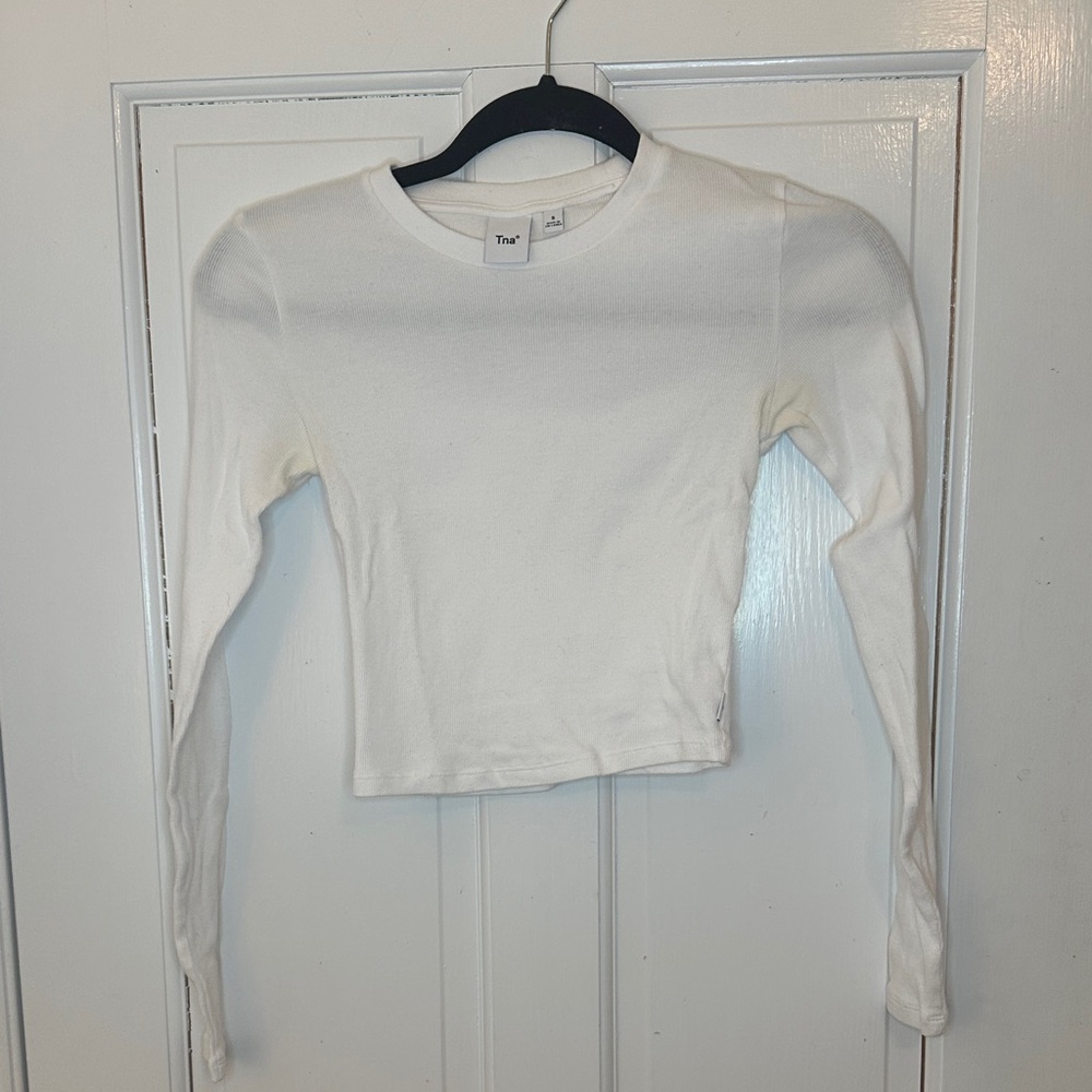 Aritzia TNA Classic White Ribbed Top‎ size S